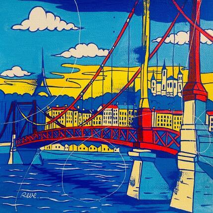 Pintura Pont Rouge por Revel | Pintura Pop art Acrílico Arquitectura, Paisajes, Urbano