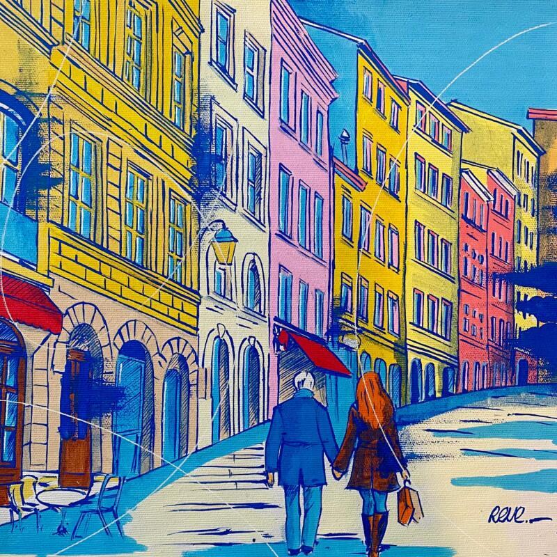 Painting Croix Rousse by Revel | Painting Pop-art Landscapes Urban Pop icons Acrylic