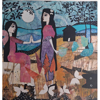 Painting El Pacto by Arias Parera Almudena | Painting Naive art Acrylic, Gluing