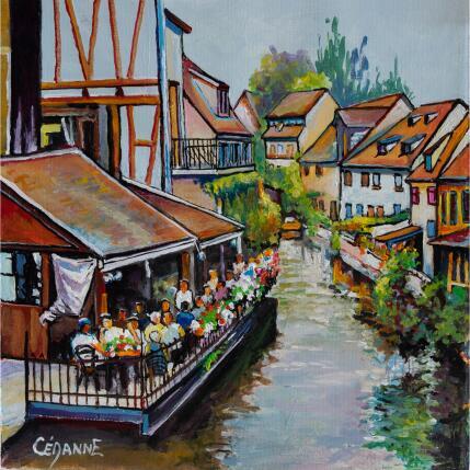 Gemälde Déjeuner au bord de la Lauch von Cédanne | Gemälde Figurativ Acryl, Öl Alltagsszenen, Landschaften, Urban