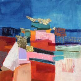 Painting Dielette by Lau Blou | Painting Abstract Acrylic, Cardboard, Gluing, Gold leaf, Pastel