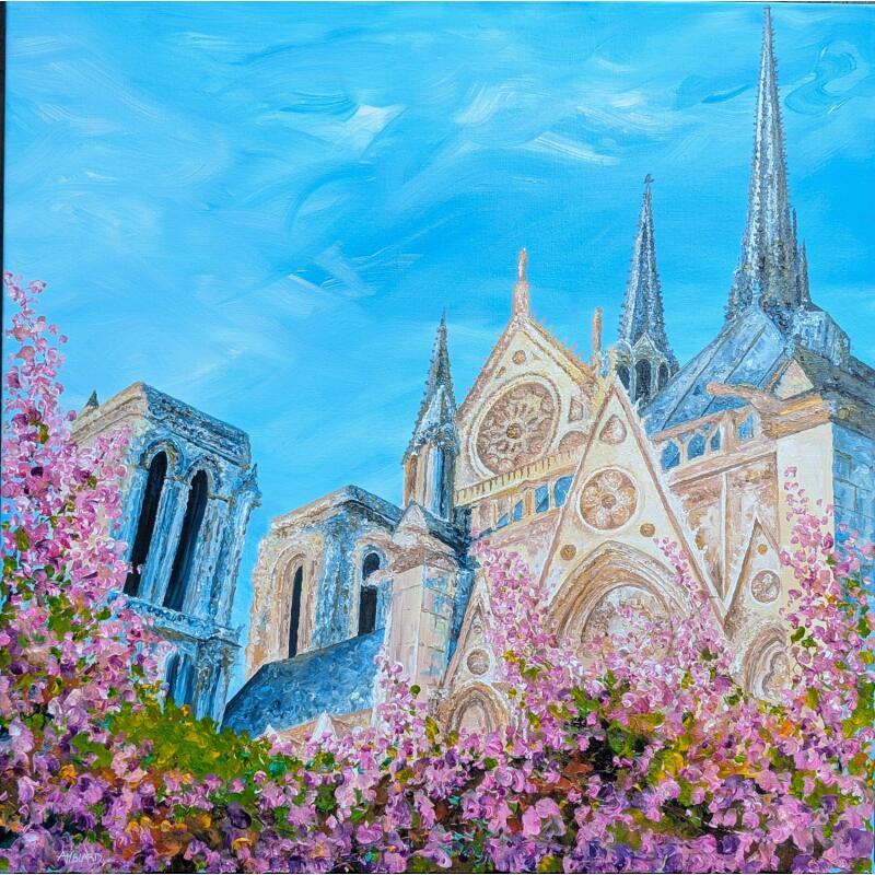 Gemälde Notre Dame et fleurs de cerisier von Amblard Florence | Gemälde