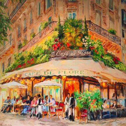 Painting Café de Flore by Novokhatska Olga | Painting Figurative Acrylic, Oil Urban