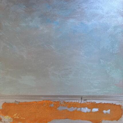 Peinture Balade plage du Lido  par Mahieu Bertrand | Tableau Figuratif Métal Paysages