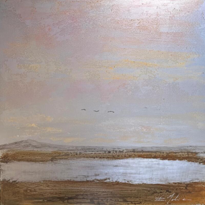 Peinture Les Salins de Sète par Mahieu Bertrand | Tableau Figuratif Paysages Métal