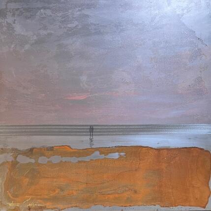 Peinture Nocturne plage du Lido  par Mahieu Bertrand | Tableau Figuratif Métal Paysages