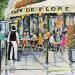 Peinture café de Flore par Lallemand Yves | Tableau Figuratif Urbain Acrylique