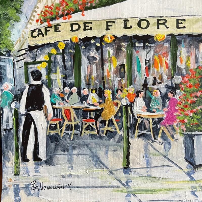 Peinture café de Flore par Lallemand Yves | Tableau Figuratif Urbain Acrylique