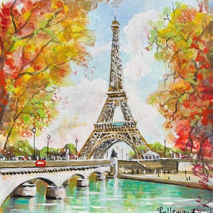 Peinture La Dame de fer en automne par Lallemand Yves | Tableau Figuratif Acrylique Urbain