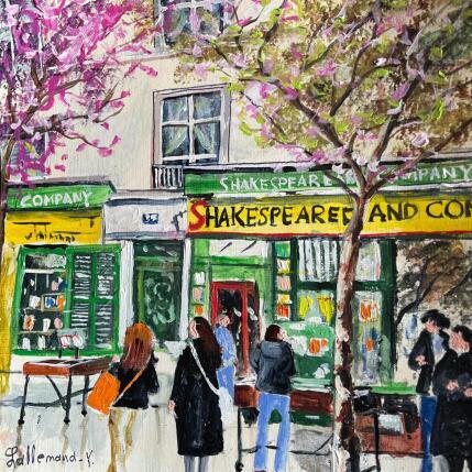 Pintura shakespeare and company por Lallemand Yves | Pintura Figurativo Acrílico Urbano
