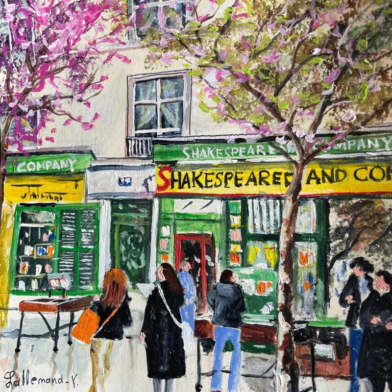 Painting shakespeare and company by Lallemand Yves | Painting Figurative Urban Acrylic