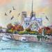 Peinture Notre Dame de Paris par Lallemand Yves | Tableau Figuratif Urbain Acrylique