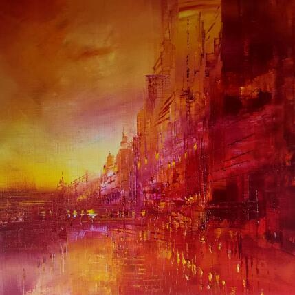 Painting Ville de feu by Levesque Emmanuelle | Painting  Oil