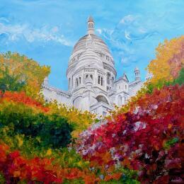 Painting Les jardins du Sacré Coeur  by Amblard Florence | Painting Impressionism Acrylic Urban