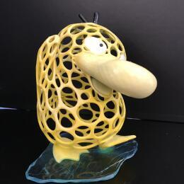 Sculpture Psykokwak jaune par Shenoda | Sculpture Pop-art Graffiti, Résine Icones Pop