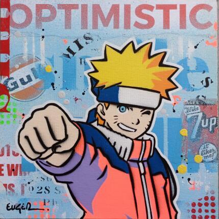 Peinture OPTIMISTIC par Euger Philippe | Tableau Pop-art Acrylique, Collage Icones Pop
