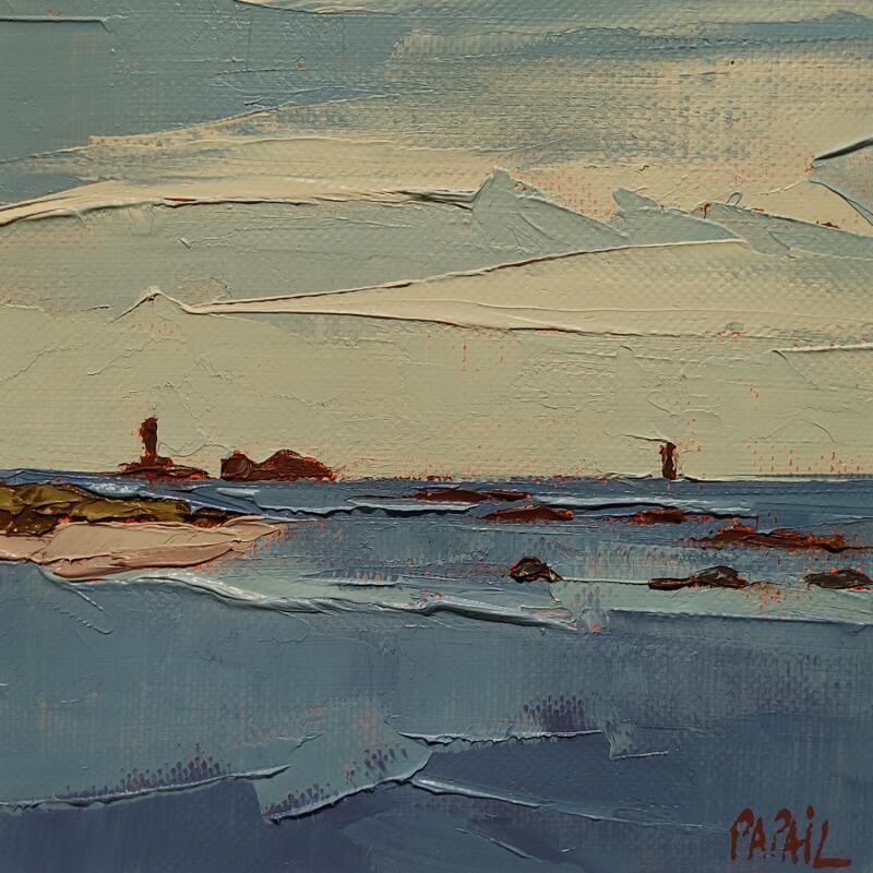Painting Deux balises by PAPAIL | Painting Abstract Landscapes Oil