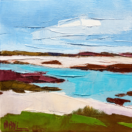 Painting Marée basse à Portbail by PAPAIL | Painting Abstract Oil Landscapes