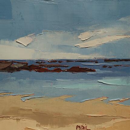 Peinture Les rochers noirs à découvert par PAPAIL | Tableau Abstrait Huile Paysages