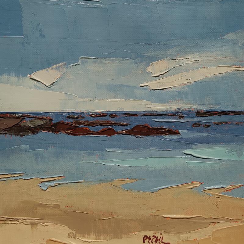 Painting Les rochers noirs à découvert by PAPAIL | Painting Abstract Landscapes Oil