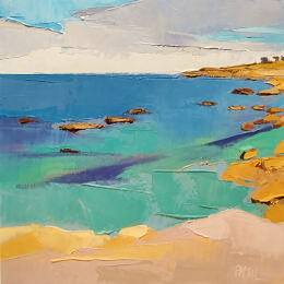 Painting Les bleus de la côte by PAPAIL | Painting Abstract Oil Landscapes