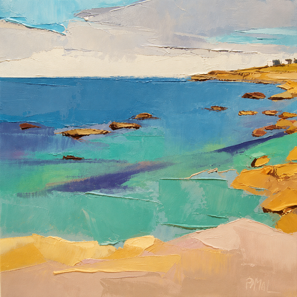 Painting Les bleus de la côte by PAPAIL | Painting Abstract Oil Landscapes