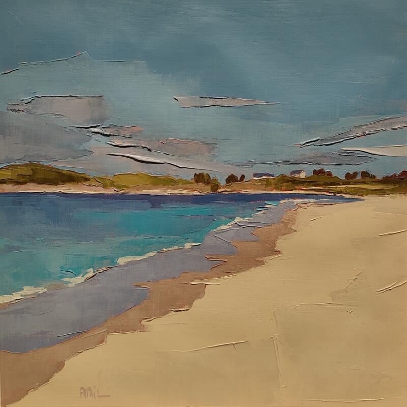 Peinture Être sur une île, Aurigny par PAPAIL | Tableau Abstrait Paysages Huile