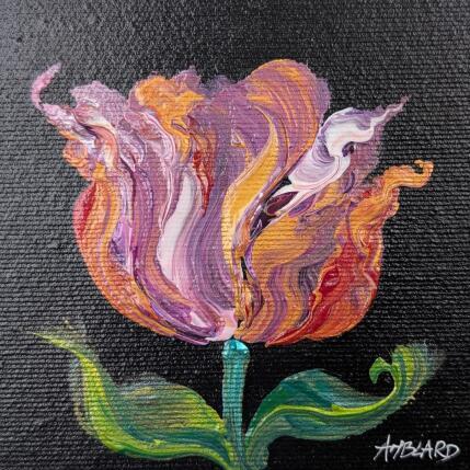 Painting Tulipe violette dorée  by Amblard Florence | Painting Impressionism Acrylic Nature