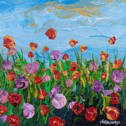 Painting Petit champ de coquelicots  by Amblard Florence | Painting