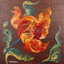 Painting Tulipe rouge dorée  by Amblard Florence | Painting
