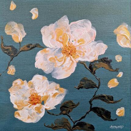 Pintura Pivoines dorées  por Amblard Florence | Pintura Impressionism Acrílico Naturaleza