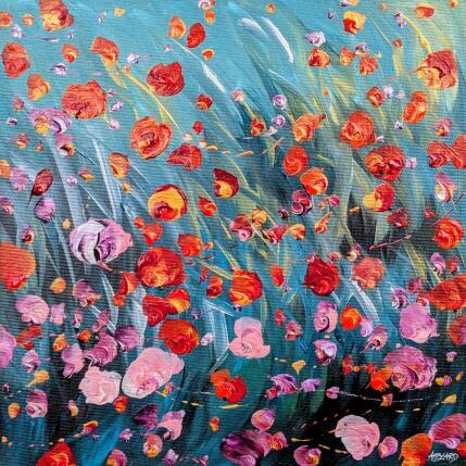 Pintura Envolée de coquelicots et de pavots mauves por Amblard Florence | Pintura Impressionism Acrílico Naturaleza