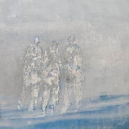 Peinture Voyageurs dans le ciel par Escolier Odile | Tableau Matiérisme Acrylique, Carton Minimaliste, Nature, Scènes de vie