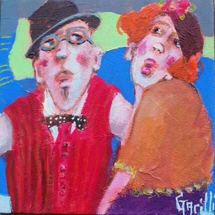 Peinture blue complicity par Garilli Nicole | Tableau Figuratif Acrylique Scènes de vie