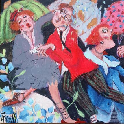 Peinture let's dance in the rain par Garilli Nicole | Tableau Figuratif Acrylique Scènes de vie
