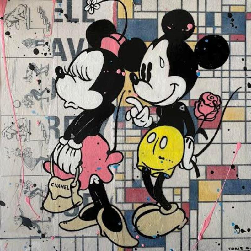 Painting F3  ah l'amour ! by Marie G.  | Painting Pop-art Pop icons Wood Acrylic Gluing