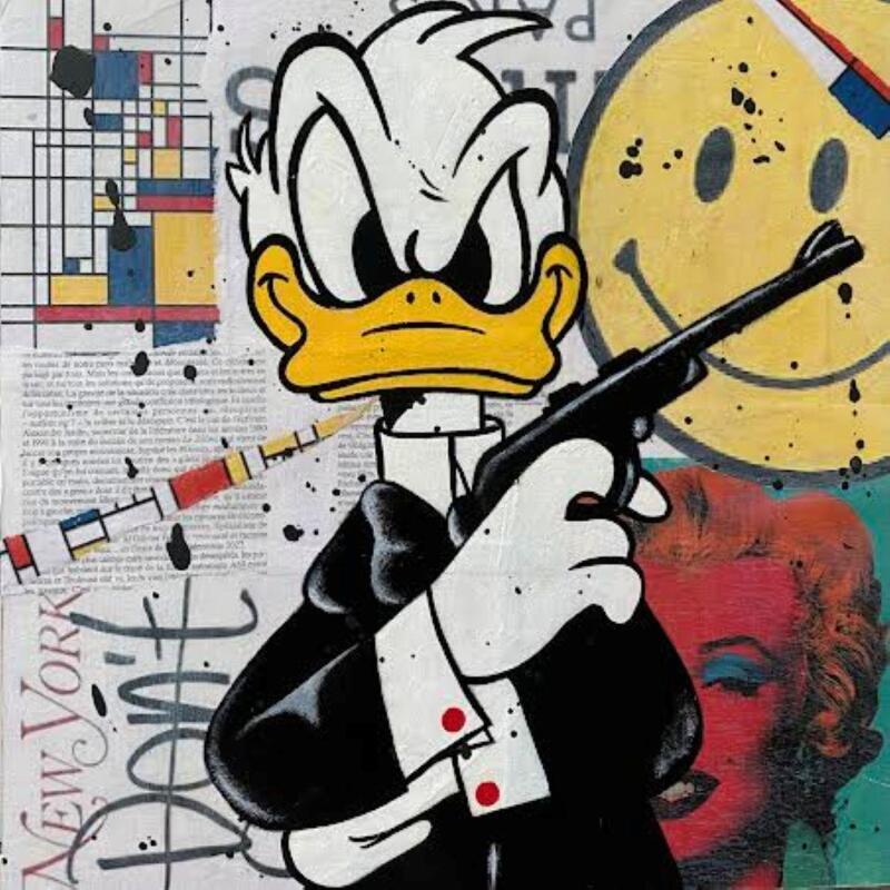 Peinture F4  Donald bond par Marie G.  | Tableau Pop-art Icones Pop Bois Acrylique Collage