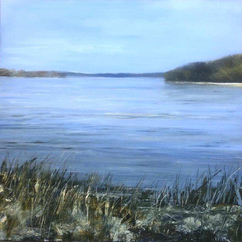 Painting Soleil du matin sur la Loire by Fièvre Véronique | Painting Figurative Acrylic