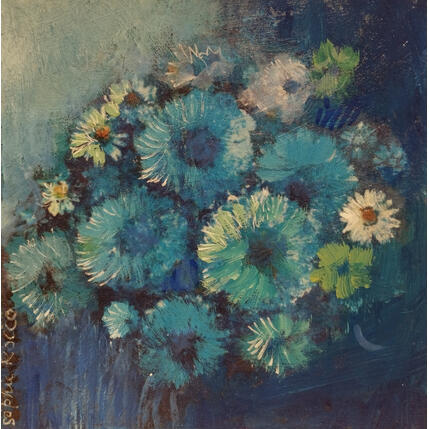 Peinture Jardin d'azur par Rocco Sophie | Tableau Art Singulier Acrylique, Collage, Sable