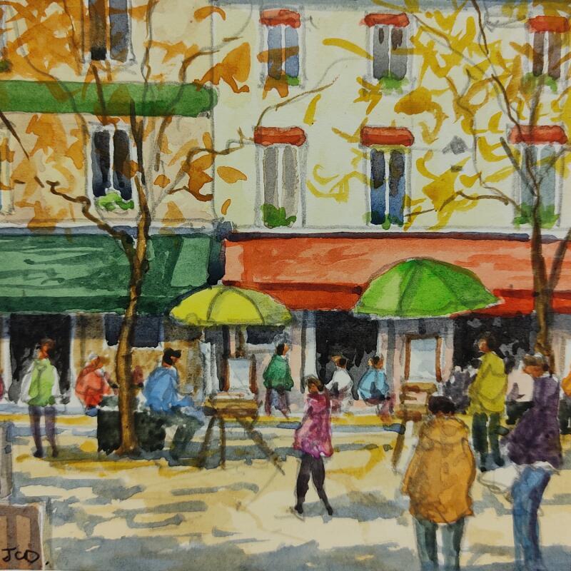 Painting Paris, Montmartre  by Decoudun Jean charles | Painting Figurative Urban Watercolor