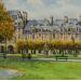 Peinture Paris, La Place des Vosges  par Decoudun Jean charles | Tableau Figuratif Urbain Aquarelle