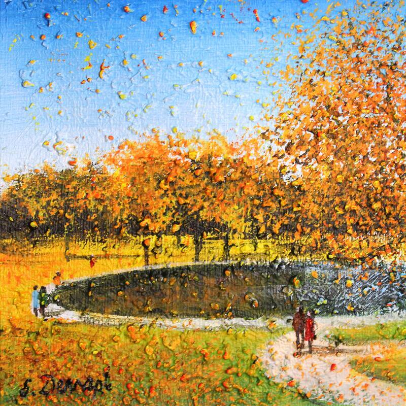 Painting Le lac aux castors by Dessapt Elika | Painting Impressionism Acrylic Sand