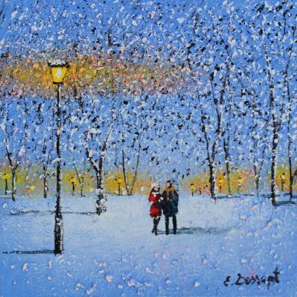 Peinture l'hiver des amoureux par Dessapt Elika | Tableau Impressionnisme Acrylique, Sable