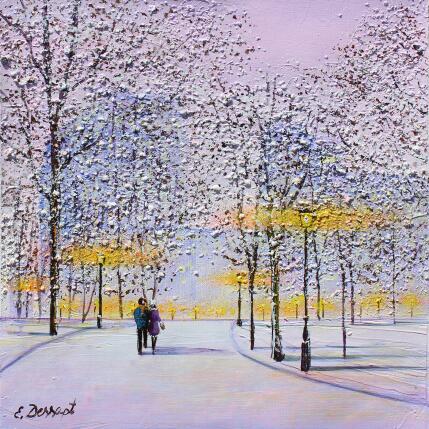 Peinture Doux hiver à Montréal par Dessapt Elika | Tableau Impressionnisme Acrylique, Sable