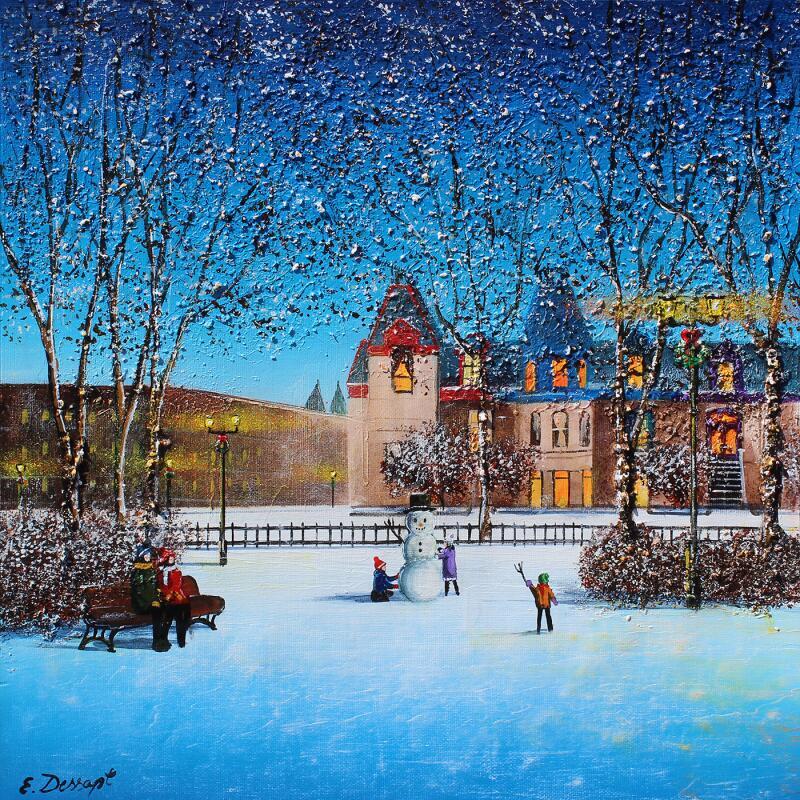 Painting L'hiver de nos enfances by Dessapt Elika | Painting Impressionism Acrylic Sand
