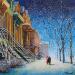 Painting Notre promenade sous la neige de Montréal by Dessapt Elika | Painting Impressionism Acrylic Sand