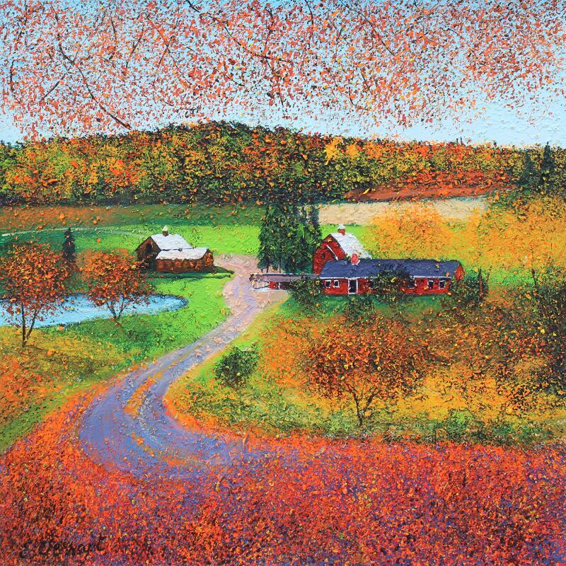 Painting L'arrivée de l'automne dans le Vermont by Dessapt Elika | Painting Impressionism Acrylic Sand