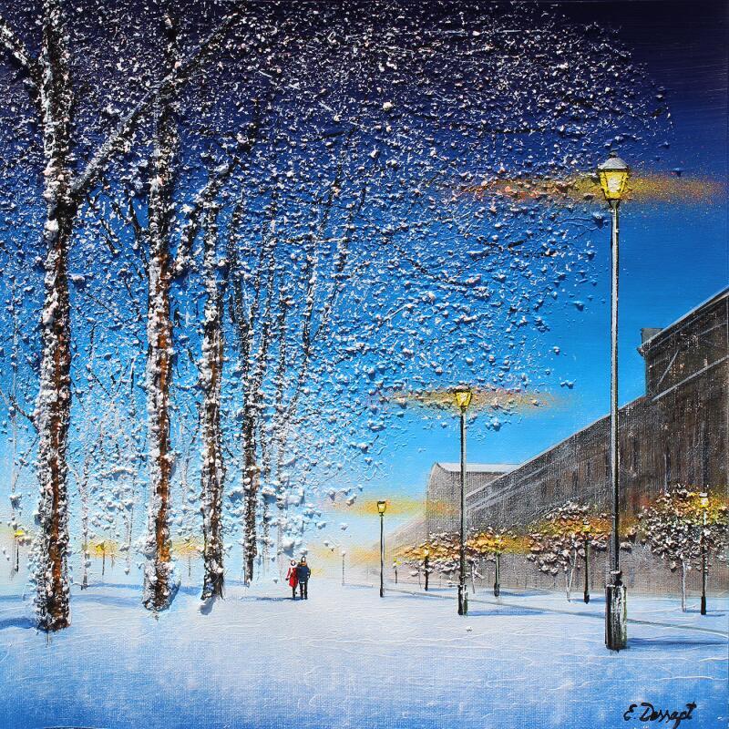 Painting Balade enneigé à Montréal by Dessapt Elika | Painting Impressionism Acrylic Sand