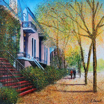 Peinture Balade au cœur des couleurs d'automne par Dessapt Elika | Tableau Impressionnisme Acrylique, Sable