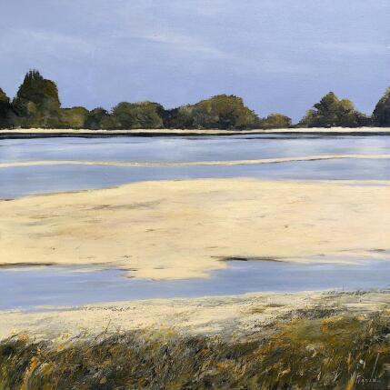Peinture Bancs de sable sur la Loire par Fièvre Véronique | Tableau Figuratif Acrylique Nature